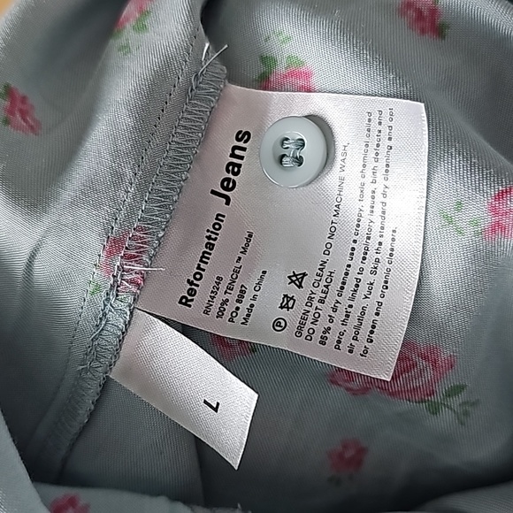 Reformation Denise Floral Blue Midi Dress Size Large - Picture 5 of 5